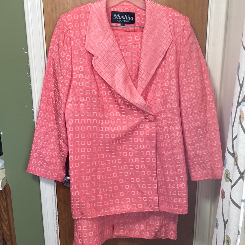 Vintage 2 Piece Moshita Couture Salmon Colored Suit
